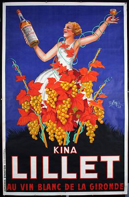 Robys, (Robert Wolff) 1916 - - Original French 1930s Art Deco Poster Kina Lillet Robys. Robys 