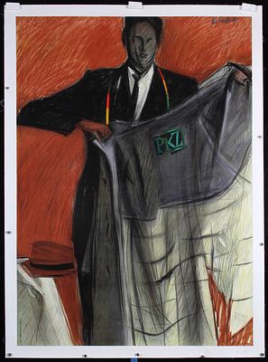 Falk, Hans 1918 - 2002 - Original Vintage 1940s Hand Falk Swiss PKZ Poster. Falk, Hans 1918 - 