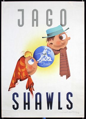 Geesink, Joop 1913 - 1984 - Original 1940s Dutch Advertising Poster Jago Shawls. Geesink, Joop 