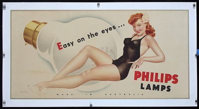 Dickens, Archie 1907 - 2004 - Original c 1940s Australian Philips Poster Easy on Eyes. Dickens 