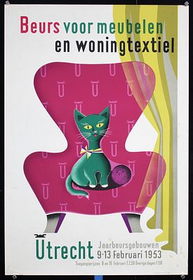 Ricard , (Herbert Meijer) 1908 - 1988 - Original 1950s Dutch Textile Furniture Poster Cat. Ricard 