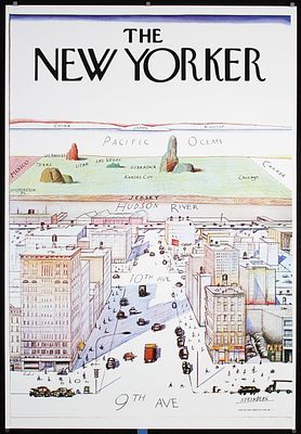 Steinberg, Saul 1914 - 1999 - Original Vintage 1976 SAUL STEINBERG New Yorker Poster. Steinberg 
