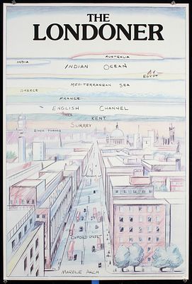 Saul Steinberg (after) - Original Vintage 1980s Londoner Poster After Steinberg. Saul Steinberg 