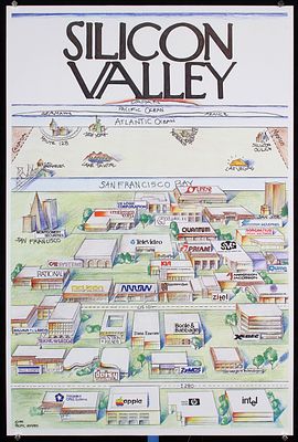 Anonymous - USA - Original 1984 Silicon Valley Pictorial Map Poster. Anonymous - USASilicon 