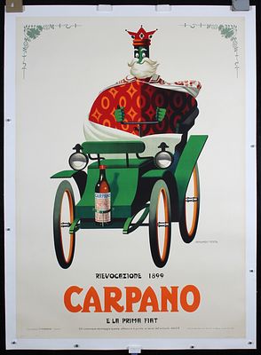 Testa, Armando 1917 - 1992 - Original 1950s Italian Vermouth CARPANO Poster TESTA. Testa, Armando 