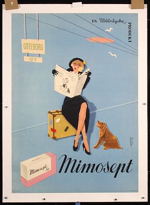 Jordan, Joan - Original c. 1950s Danish Hygiene Travel Poster Mimosept. Jordan, JoanMimoseptOffset 