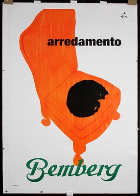 Gruau, Ren&eacute; (Renato de Zavagli) 1909 - 2004 - Original c. 1970 Rene Gruau Bemberg Cat Poster. Gruau 