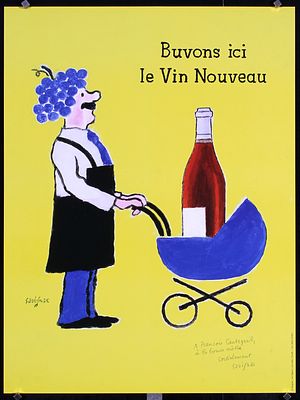 Savignac, Raymond 1907 - 2002 - Original 1990s Modern French Wine Poster SAVIGNAC Art. Savignac 