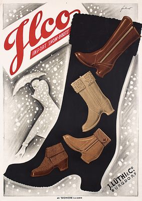 Ilco Import Snow-Boots by Noel Fontanet, ca. 1935. Fontanet, Noel 1898 - 1982 Ilco Import 