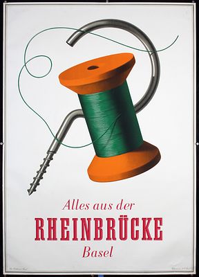 Rheinbr&uuml;cke by Peter Birkh&auml;user, 1943. Birkh&auml;user, Peter 1911 - 1976 Rheinbr&uuml;cke Lithograph 