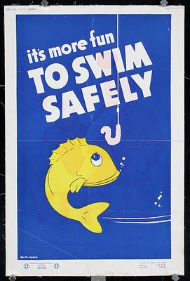 Swim Safely (2 Posters) by Ralph Moses, 1942. Moses, Ralph Swim Safely (2 Posters) Offset 1942 