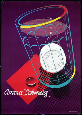 Contra-Schmerz by Donald Brun, 1945. Brun, Donald 1909 - 1999 Contra-Schmerz Lithograph Print 