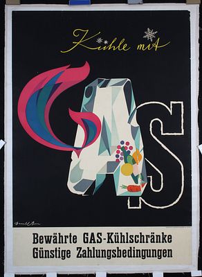 K&uuml;hle mit Gas by Donald Brun, 1951. Brun, Donald 1909 - 1999 K&uuml;hle mit Gas Offset 1951 50.3 x 