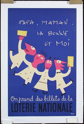 Loterie Nationale (3 Posters) by Grove, ca. 1956. Grove Loterie Nationale (3 Posters) Offset ca. 
