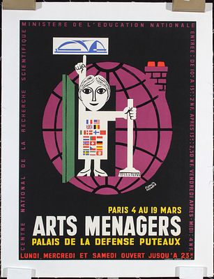 Arts Menagers (3 Posters) by Francis Bernard, ca. 1968. Bernard, Francis 1909 - 1979 Arts 