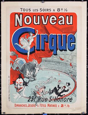 Nouveau Cirque by Jules Ch&eacute;ret, ca. 1886. Ch&eacute;ret, Jules 1836 - 1932 Nouveau Cirque Lithograph 