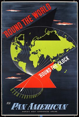 Pan American - Round the World Round the Clock by Loweree, 1955. LowereePan American - Round the 