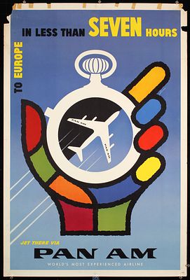 Pan Am - To Europe in less than Seven Hours by Loweree, ca. 1956. LowereePan Am - To Europe in 