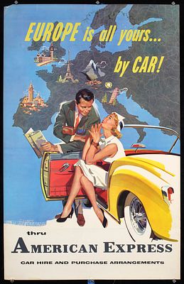 American Express - Europe is all yours by car! by Anonymous, ca. 1958. AnonymousAmerican Express 