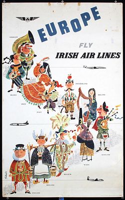 Irish Air Lines - Europe by Piet Sluis, ca. 1958. Sluis, Piet 1929 - 2008Irish Air Lines - 