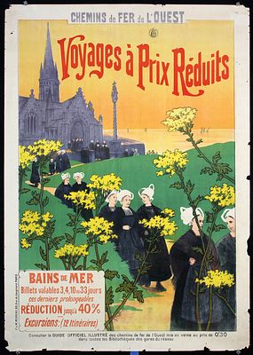 Bains de Mer - Voyages a Prix Reduits by Gustave Fraipont, ca. 1895. Fraipont, Gustave 1849 - 