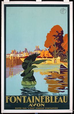 Fontainebleau by Julien Lacaze, ca. 1930. Lacaze, Julien 1886 - 1971FontainebleauLithograph 
