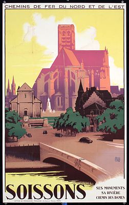Soissons by ALO (Charles Alo), ca. 1925. Alo, (Charles Halo) 1884 - 1969SoissonsLithograph 