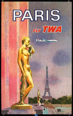 TWA - Paris (Statue) by David Klein, ca. 1950. Klein, David F. 1918 - 2005TWA - Paris 