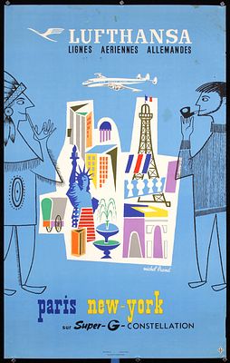 Lufthansa - Paris New York by Michel Brand, ca. 1966. Brand, MichelLufthansa - Paris New 