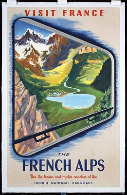 The French Alps by Saindre, 1952. SaindreThe French AlpsOffset Printing 195239.3 x 24.4 in. (100 