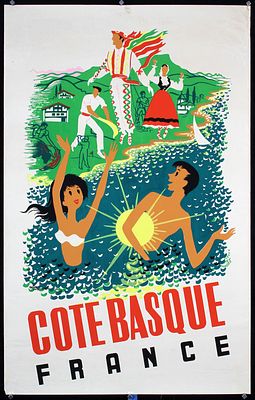 Cote Basque by Gaston Jacquemont, 1955. Jacquemont, GastonCote BasqueOffset/Silkscreen Printing 