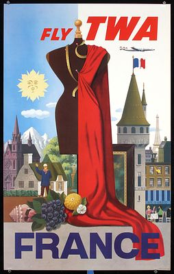 TWA - France by S Greco, ca. 1954. Greco, S.TWA - FranceLithograph Printing ca. 195440.1 x 25.1 