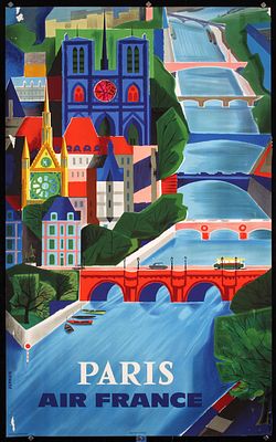 Air France - Paris by Francois Vernier, 1963. Vernier, FrancoisAir France - ParisOffset Printing 