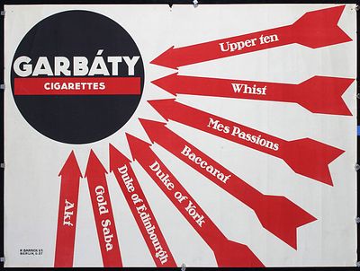 Garbaty Cigarettes by Anonymous, ca. 1918. Anonymous - GermanyGarbaty CigarettesLithography 