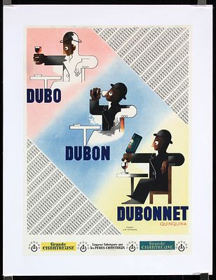 Dubo Dubon Dubonnet (Menu) by Cassandre (Adolphe Mouron), ca. 1935. Cassandre (Adolphe Mouron) 