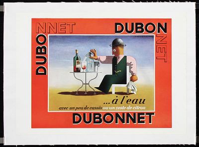 Dubonnet ... a l&acute;eau by Cassandre (Adolphe Mouron), 1935. Cassandre (Adolphe Mouron), 1901 - 