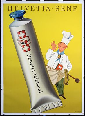 Helvetia-Senf by Herbert Leupin, 1944. Leupin, Herbert 1916 - 1999Helvetia-SenfLithography 