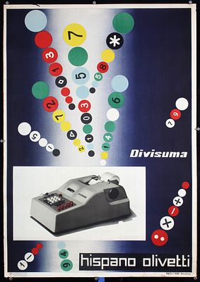Hispano Olivetti - Divisuma by Giovanni Pintori, ca. 1950. Pintori, Giovanni 1912 - 1998Hispano 