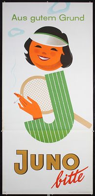 Juno bitte - Tennis by Walter M&uuml;ller, 1950s. M&uuml;ller, Walter 1919 - 1988Juno bitte (Tennis)Offset 