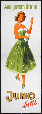 Juno bitte by Walter M&uuml;ller, 1950s. M&uuml;ller, Walter 1919 - 1988Juno bitte (Woman in dress)Offset 