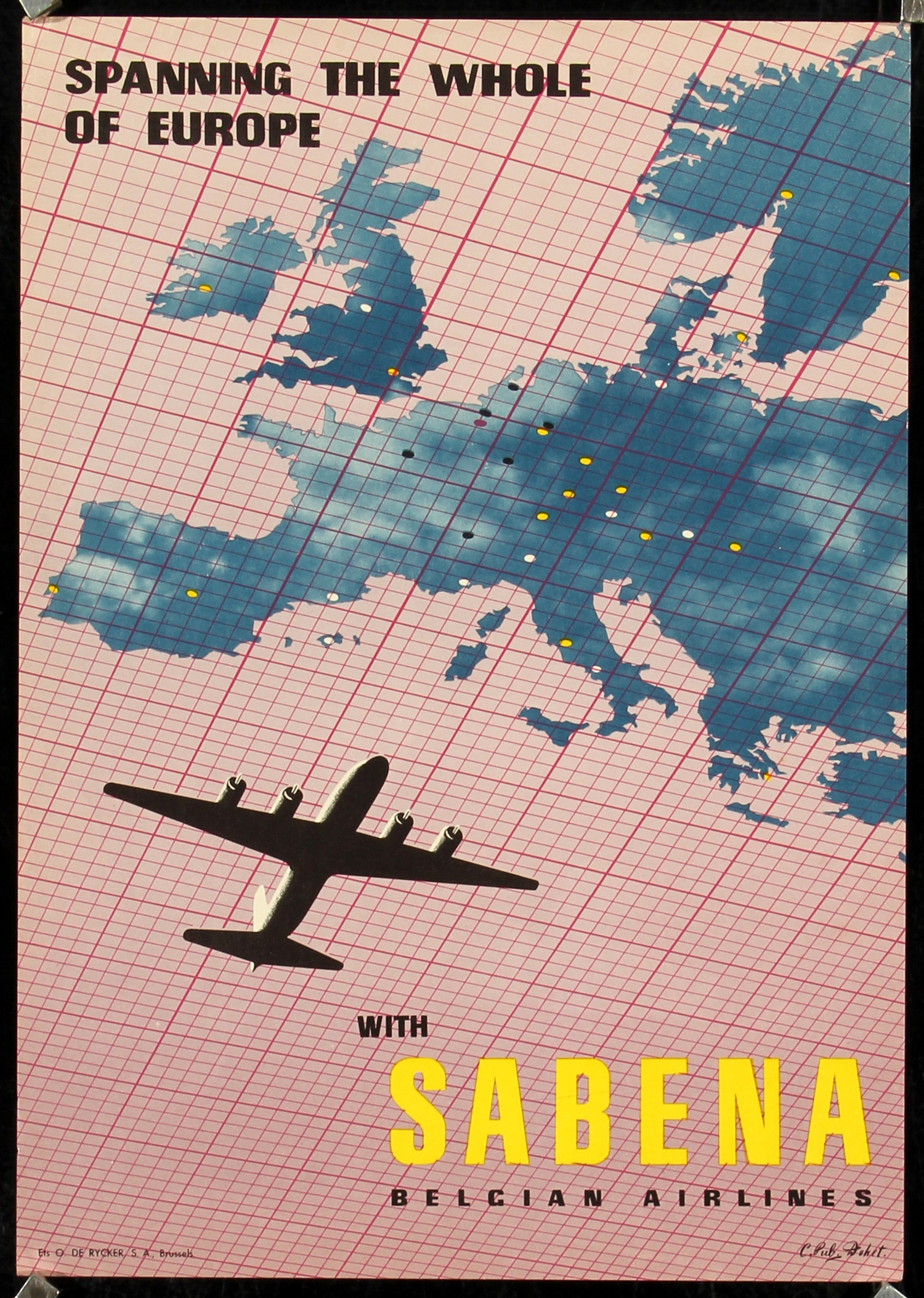 Sabena - Spanning the Whole of Europe by Dohet, 1955