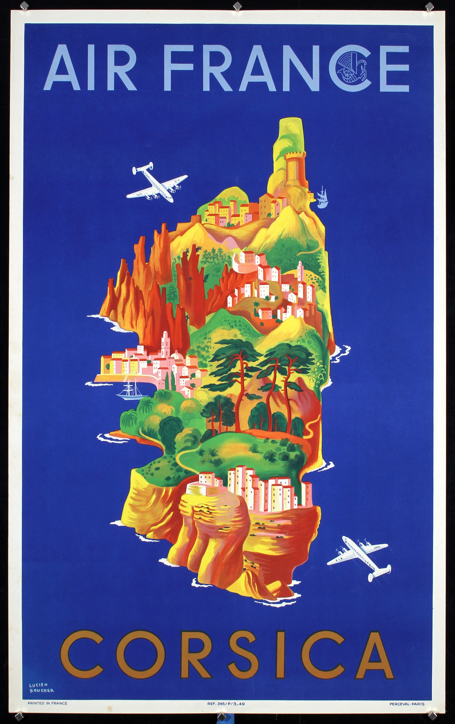 Air France Corsica by Lucien Boucher, 1949