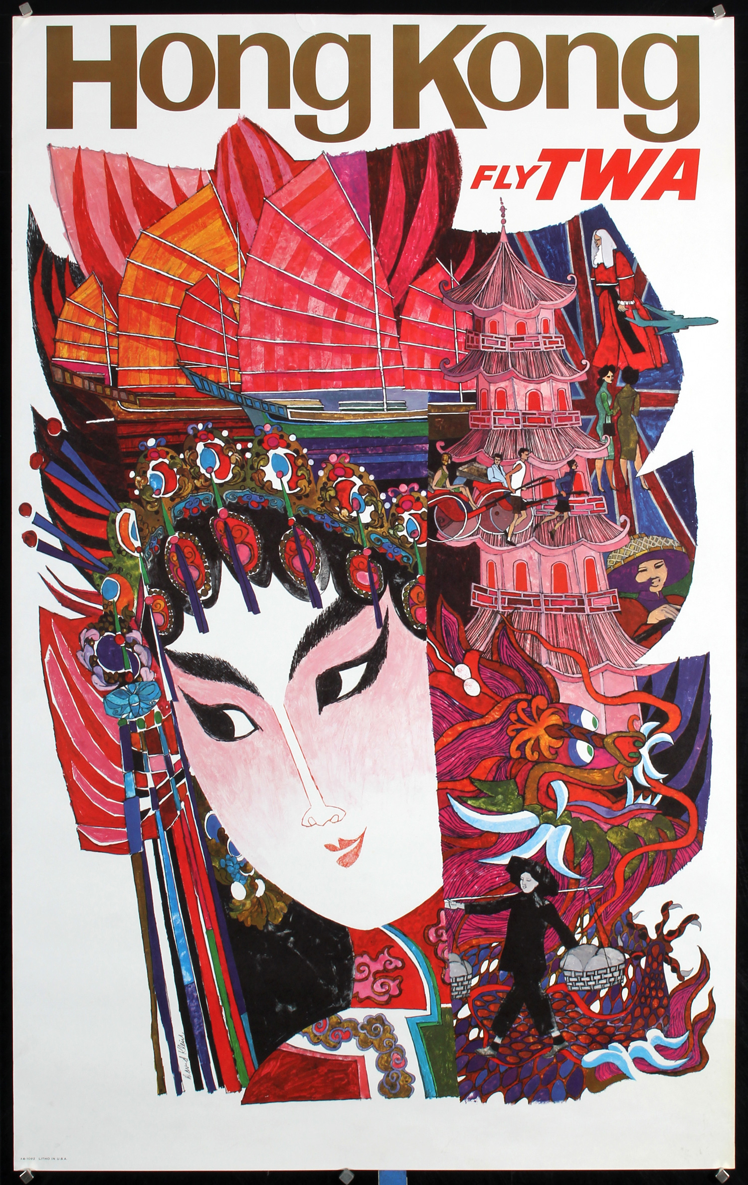 TWA - Hong Kong by David Klein, ca. 1965