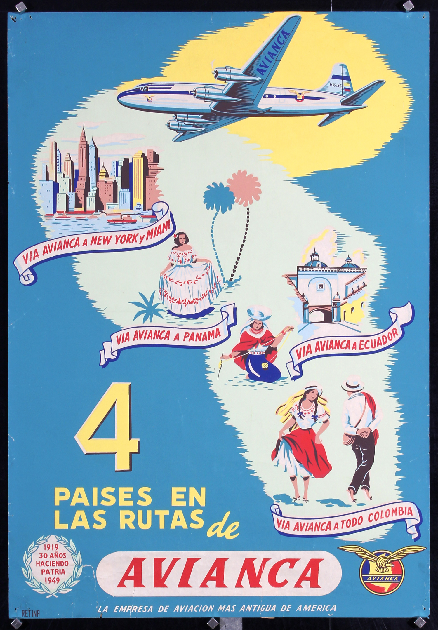 Avianca - 4 Paises en las Rutas, 1949