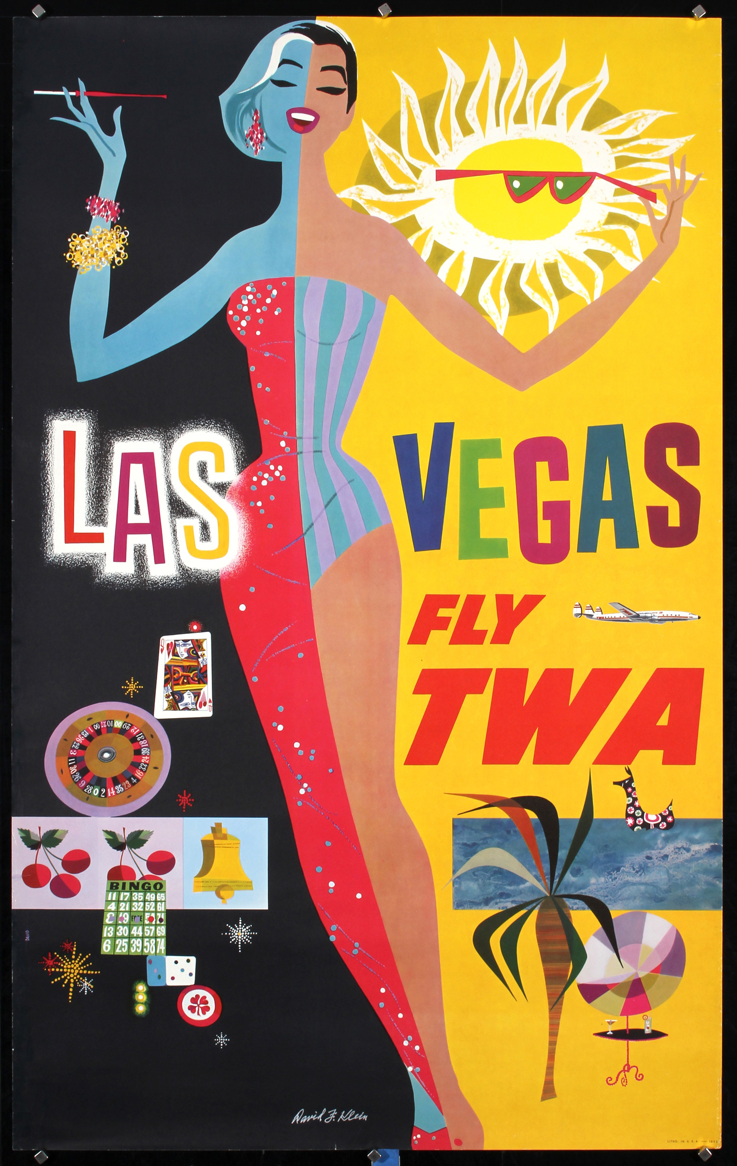 TWA Las Vegas, Hand-Signed by David Klein, ca. 1956