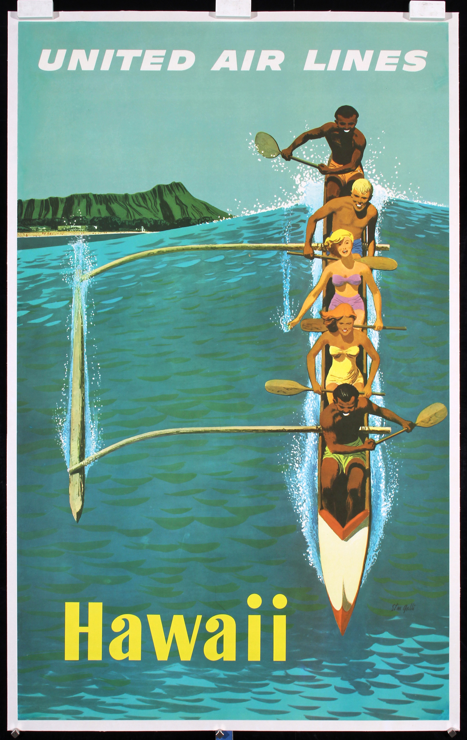 United Air Lines - Hawaii (Outrigger) by Stan Galli, ca.1960