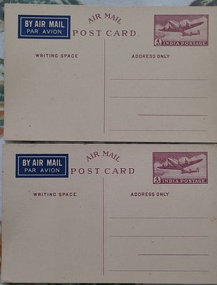 Post Card Air Mail 4 Anna Mint -- 2 Nos