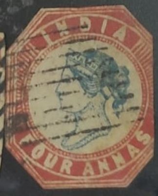 1854 Queen Victoria :: Lithographed 4 Anna Cut to Shape