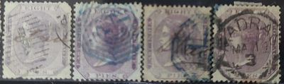 1860 Queen Victoria :: 8 Pies - 4 Used Stamps