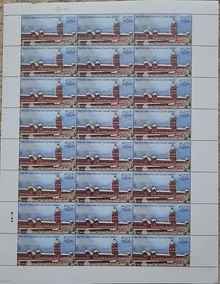 FULL SHEET :: YEAR 2009 -- PHILA No.: 2498 - Heritage Railway Stations of India-Chennai -- 